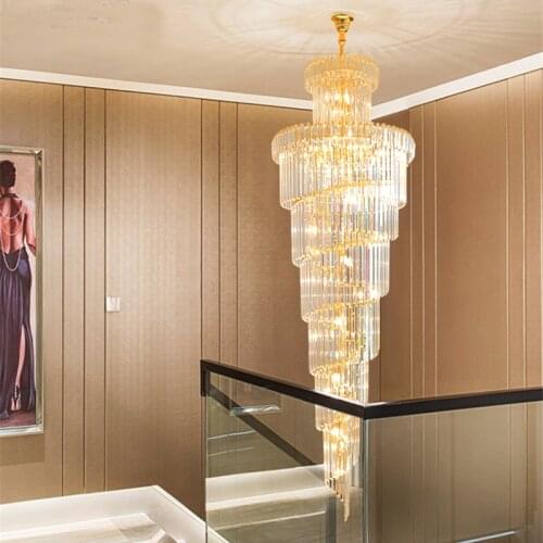 Luxury Modern Crystal Chandelier for Staircase Gold/chrome Home Decoration Loft Chandeliers Lighting Fixtures