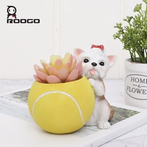 Roogo Mini Plant Pot Animal Planter Ball Game Dogs Home Decoration Accessories Office Decoration Modern Flowerpot for Succulents