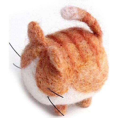 Mini Cat Needle Felting Kits 4x8cm (1.6"x3.2"), Needles, Finger Guards, Foam Mat, Video for Beginner, DIY Felting Craft Gift (B)