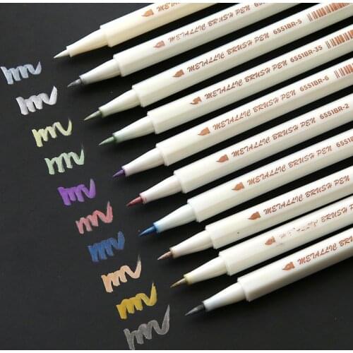 10 Colors STA Fineliner Metallic Marker Pen Liner Felt-tip Pens Brush List Diary For Drawing School Stationery Art Supplies