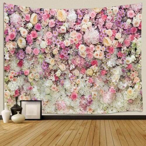 Floral Wall Tapestry Rose Flower Tapestry Wall Hanging For Bedroom Romantic Spring Tapestry Beach Blanket Dorm Home Decor