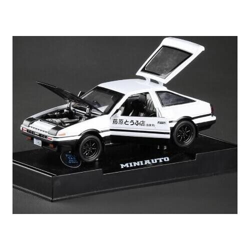 New MINITIAL AE86 1:28 Alloy Car Model Anime Cartoon Fast Furious With Pull Back Sound Light For Boy Toys