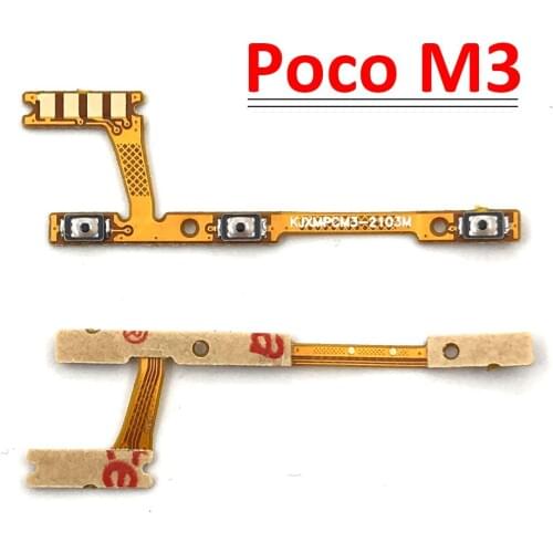 New For Xiaomi Poco M3 Power On/Off Key & Volume Side Button Flex Cable Repair Parts