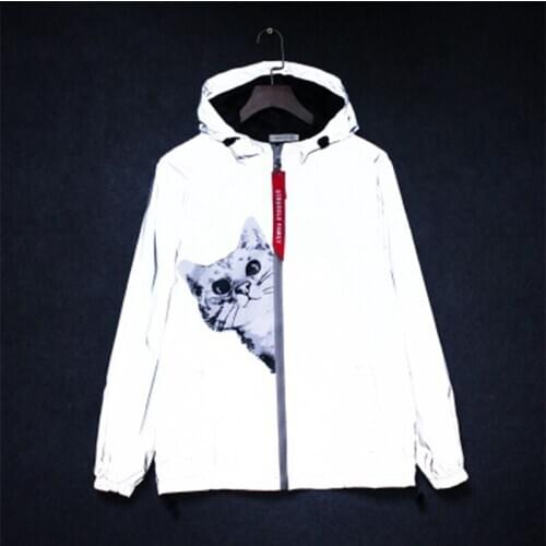 Autumn and Winter New Fashion Personality Reflective Jacket Casual Mens Jacket Loose Streetwear Zipper Jackets Coats 2020