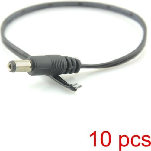10x DC Power Male Connector Tail 2.1*5.5mm Pigtail Cable Plug Adapter 12V/24V