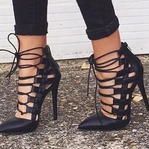 New Fashion High Heels Hollow Out Pumps Women Luxury Design Pumps Pointed Toe Heels Sandals