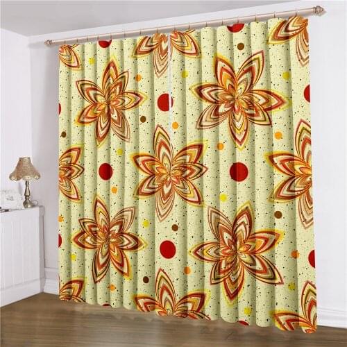 3D Print Colorful Maple Leaf Window Curtain 2 Panels Autumn Flowers Window Drapes For Bedroom Window Treatment Home Curtain