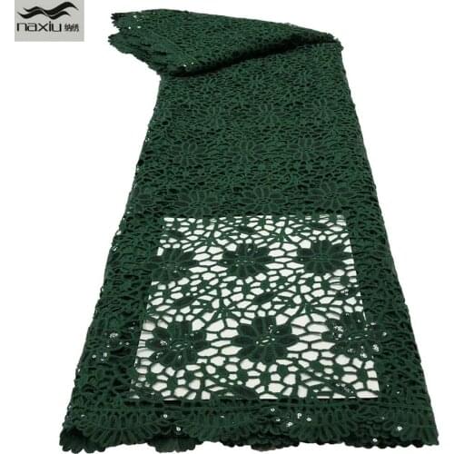 Madison Green Nigerian Milk Silk Guipure Lace African Sequins Asoebi Lace Fabric For Wedding Dress Sewing Material