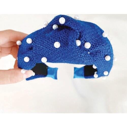 Pearls Series New Lilies Design Duchess Crown Hair Hoop Wide Fabric Headband Hair Accessories Soft Sponge Hairbands for Women