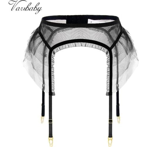 Varsbaby womens sexy fun ruffles underwear ladies yarn transparent garters