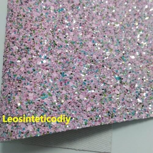 1PC 21X29CM Synthetic Letaher, Cuero Sintetico PINK CHUNKY GLITTER LEATHER For Making Bows Accessories T64B