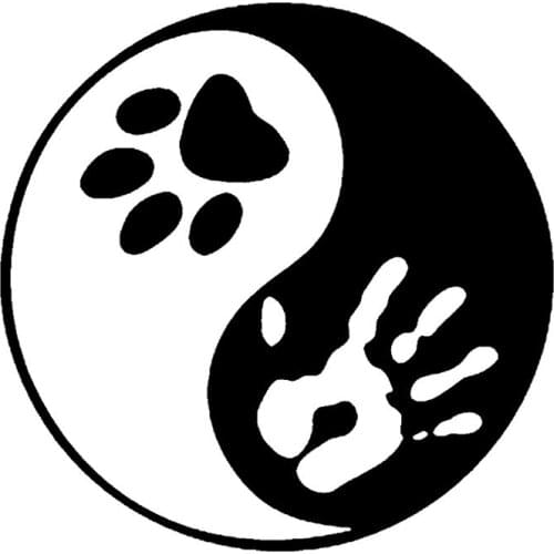 10.2CM*10.2CM Dog Lover Hand And Paw Yin Yang Automotive Vinyl Sticker Decals Laptop Suitcase Helmet Skateboard Sticker