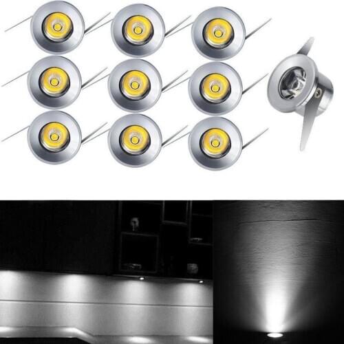 10pcs 1W LED Recessed Small Cabinet Mini Spot Lamp Ceiling Light