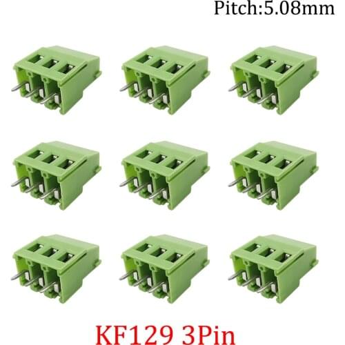 10PCS/Lot KF129 5.08MM 3Pin Straight Pin Terminals KF129-3P 300V 25A Screw KF129-5.08-3P PCB Screw Terminal Block Connector