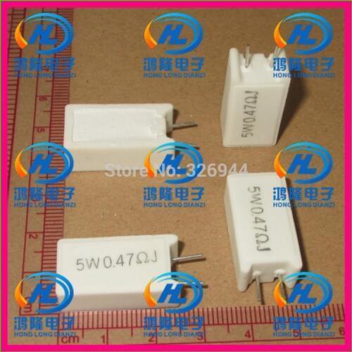 10pcs/lot) 5W 0.47 ohm +/-5% Vertical cement resistor / 5W 0.47 ohm 5% Cement resistance / 5W 0.47RJ Ceramic resistor