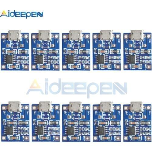 10Pcs TP4056 Micro USB 18650 Lithium Battery Charging Board Plates Charger Module+Protection Dual Functions 5V 1A