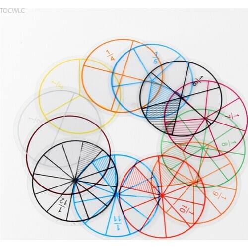 12pcs Kids Mathematics Montessori Toys Educational Toys For Children Plastic Math Numbered Fractions Circles Math Chips Kid Gift