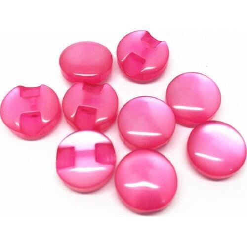 200pcs 12.5mm Cerise Pink Round Resin Pearl Buttons Sewing 2 Holes Shiny Button For Scrapbooking Doll Clothes Accessories