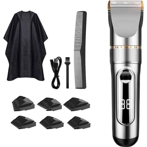 2020 New Metal Professional Hair Clipper Electric Cordless Hair Grooming Home Haircut Machine Pets Shaver 5-level Length Control