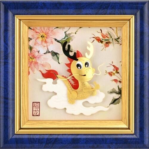 3D Chinese Zodiac Dragon 24K Gold Leaf painting Dragon Year Wall art pictures Desktop Ornaments crafts Home decoration Gifts