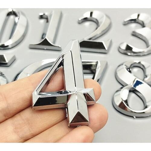 5cm 3D Silver Plastic Numeral House Number Sign Plating Gate Digits Tag Hotel Home Sticker Address Door Label Plaque Sign #0-9