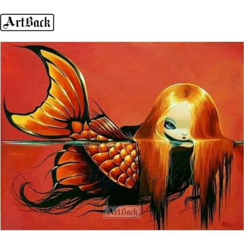 Animal 5d diamond painting mermaid girl sticker full square & round diamond mosaic crafts diamond embroidery home decoration