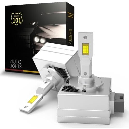 Route101 D1S D1R LED Headlight Light Bulbs on Cars 4-Program CANBus No Error 6000K White Auto Lamp Conversion Kit to Replace HID