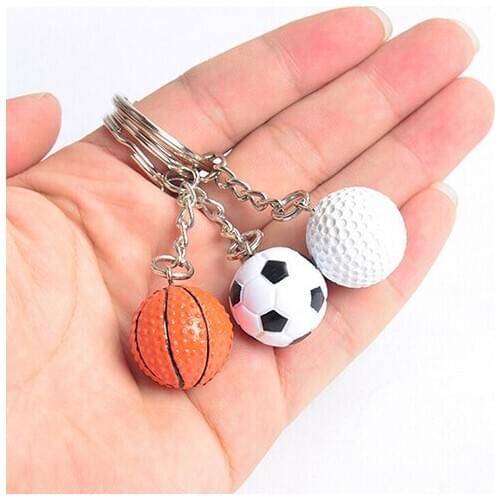 1Pc Hot On Sale Football Basketball Golf Ball Pendant Keyring Sports Metal Keychain Car Key Chain Key Ring 3 Styles Wholesale