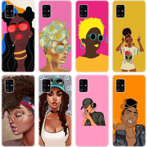 African Beauty girl black queen Case for Samsung Galaxy A12 A02 A03S A21S A22 A32 A52 A72 A82 S21 Plus FE Ultra M32 M12 Cover