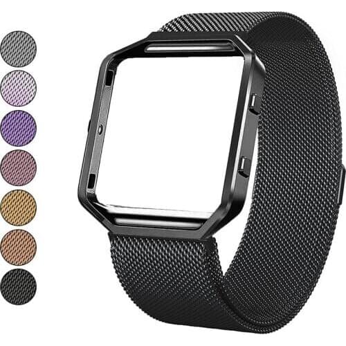 For Fitbit Blaze Metal Straps Band with Stainless Steel Frame Small Large