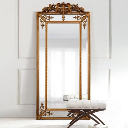 European retro floor mirror lamp luxury full body mirror wall decorated antique wedding dress full body mirror