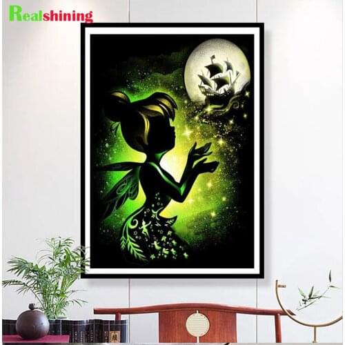 Fluorescen Fairy Dream Moon Boat Full 5D Diy Square Round Diamond Painting Diamond Embroidery Cross Stitch Children Gift,N1991