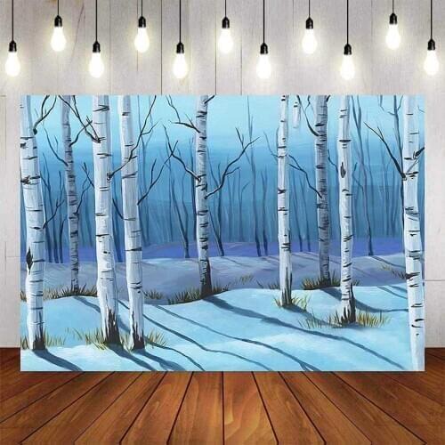 Mehofond Forest Birch Trees Photography Background Winter Snow Nature View Scene Children Portraits Photo Studio Photophone
