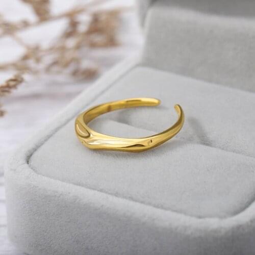 Smooth Geometric Cambered Ring For Women Stainless Steel Gold Silver Color Open Finger Rings Minimalist Jewelry Birthday Gift Bf
