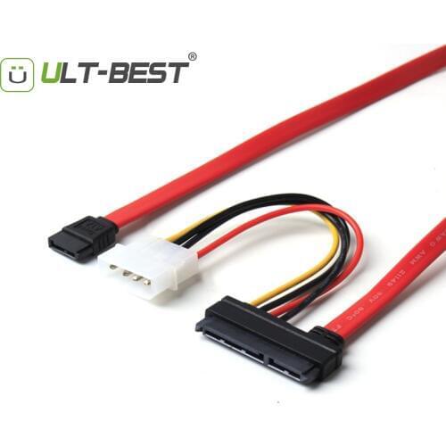 ULT-Best Cable SATA 22pin 7+15pin Female to SATA 7Pin Female with Molex IDE 4Pin Power Computer Cable 50cm for 2.5 3.5 HDD