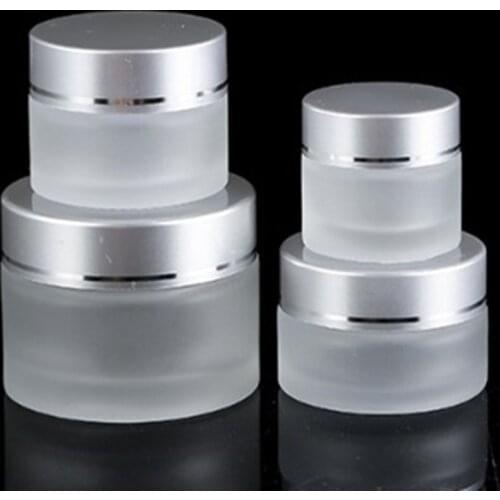 5/10/15/20/30/50/100g Frosted Glass Makeup Cream Jar Pot Empty Eye Shadow Refillable Bottles Portable Women DIY Cosmetic Contain