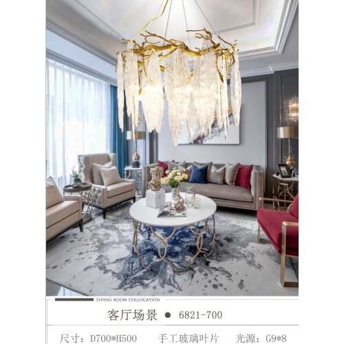 Copper lamp luxury post-modern copper crystal chandelier French living room dining hall lamp American minimalist designer villa