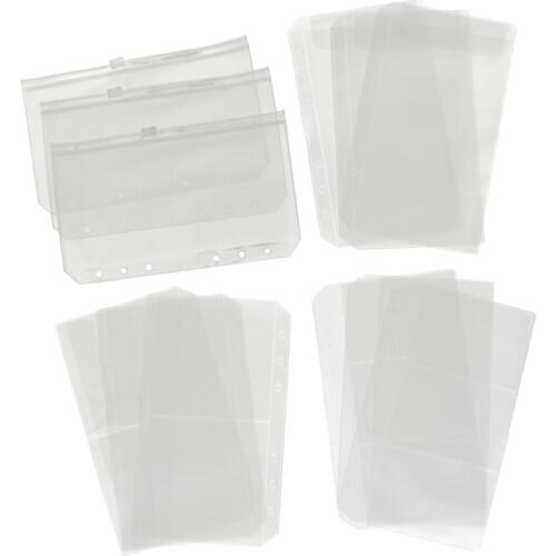 12pcs 1/2/3 Grids Loose Leaf Bags 6 Holes Storage Bags Pouch Zipper Folders
