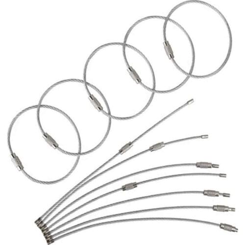 Fashion Stainless Steel Tool Parts Wire Keychain Cable Key Ring for Outdoor Hiking SN929