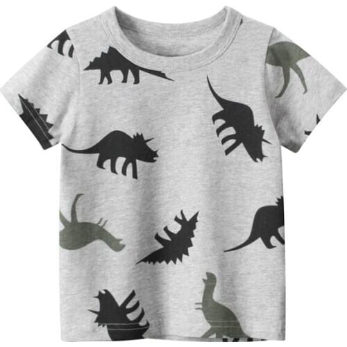 Fashion Cute Summer Toddler Baby Boys Girl T Shirts Tops Print Cotton Short Sleeve Pullover Grey T Shirts Top Sweet Outfits 1-9Y