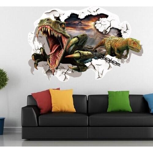 Cartoon PVC stickers new DIY decorative film renovation wall stickers 3D wallpaper stickers dinosaur bedroom wall stickers