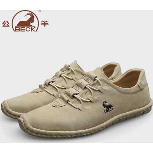 BECK men shoes fashion classics genuine leather shoes for men durable rubber outsole Men Lace-up sports walking Driving Shoes