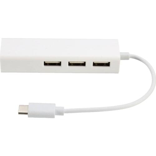 New 3 port Type-C USB 3.Fast Ethernet +USB 2.0 HUB 10 /100MB RJ45 USB LAN Adapter Wired Network Card For Win7 Android For Mac 7