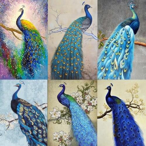 New 5D DIY Diamond Painting Peacock Cross Stitch Diamond Mosaic Square Rhinestone Animal Bead Embroidery Home Decoration Gift