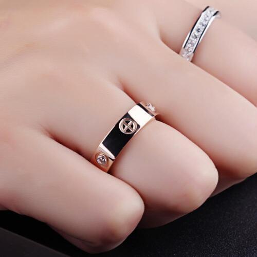 Cubic Zirconia Love Ring Titanium Steel Wedding Ring for Women men Jewelry Zircon Rings