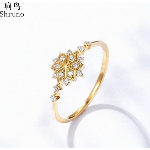 Shruno Moissanite Ring Solid 10k 14k Yellow Gold Lab Grown Moissanite Diamond Engagement Wedding Ring Women Trendy Fine Jewelry