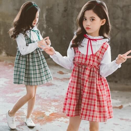 Girls Dresses Spring Plaid Girl Dress Casual Long Sleeve Princess Dress for Girls Teenage Kids Clothes Vestido 4 6 8 10 12 Years