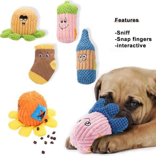 Plush Dog Sniffing Toys with Squeaky Funny Puzzle Pet Training Supplies for Small Medium Dogs Cute Cotton Soft Puppy Accessories