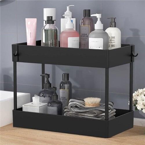 Under Sink Storage Rack 2 Tier Cabinet Basket Countertop Organizer Drawer Kitchen Spice Shelf Bathroom Storage Rack