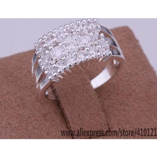 R143 Lucky Charm Silver Color Rings For Women Fashion Jewelry Wholesale Women Accessorie Fashion Multi-stone Rings /duga